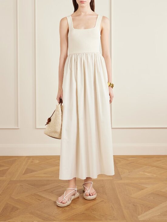 Matteau Dresses & Skirts - MATTEAU Cotton-poplin and stretch-knit maxi dress